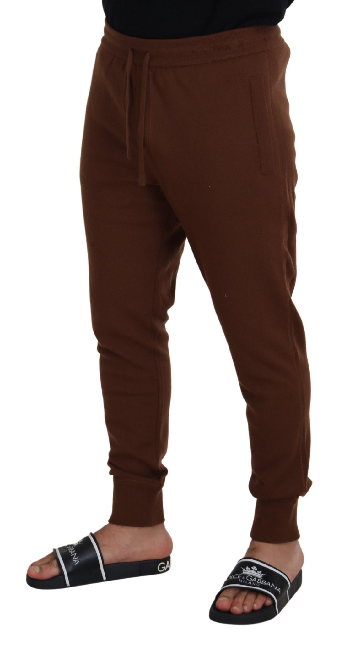 Dolce & Gabbana Brown Cashmere  Drawstring Jogger Pants