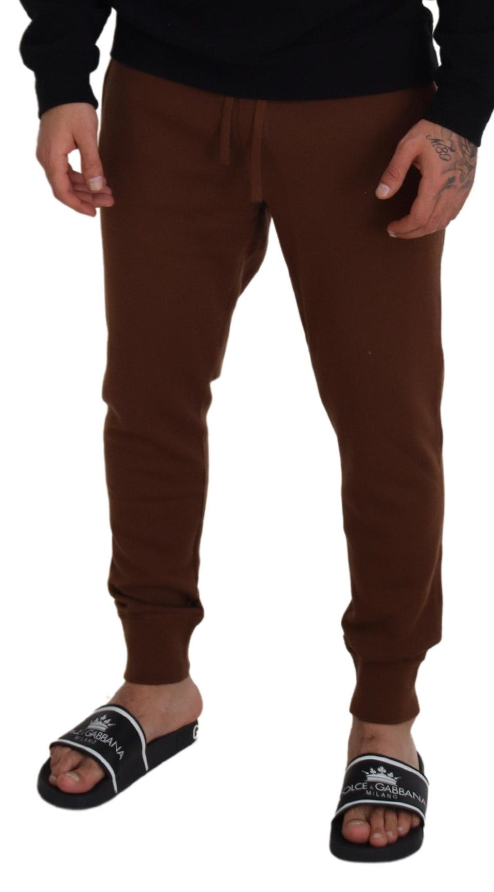 Dolce & Gabbana Brown Cashmere  Drawstring Jogger Pants