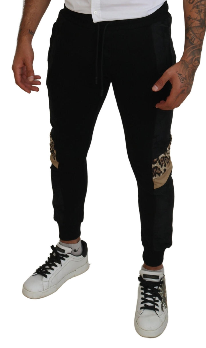 Dolce & Gabbana Black Polyester Skinny Jogger Men Pants