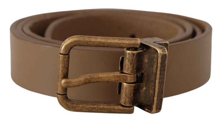 Dolce & Gabbana Brown Solid Leather Brass Buckle Classic Belt