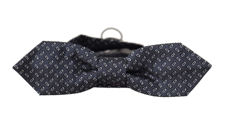 Dolce & Gabbana Blue Gray Polka Dot 100% Silk Neck Papillon Tie