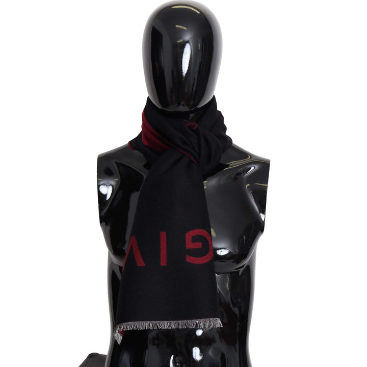 GIVENCHY Black Red Wool Unisex Winter Warm Wrap Scarf Shawl #women, Accessories - New Arrivals, Black, feed-agegroup-adult, feed-color-black, feed-gender-female, feed-size-58 cm|M, feed-size-OS, Gender_Women, GIVENCHY, Scarves - Men - Accessories, Scarves - Women - Accessories at SEYMAYKA