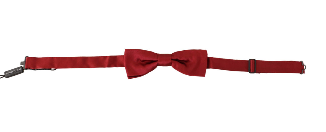 Dolce & Gabbana Red 100% Silk Slim Adjustable Neck Papillon Bow Tie