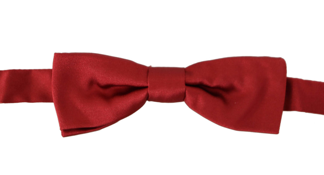 Dolce & Gabbana Red 100% Silk Slim Adjustable Neck Papillon Bow Tie