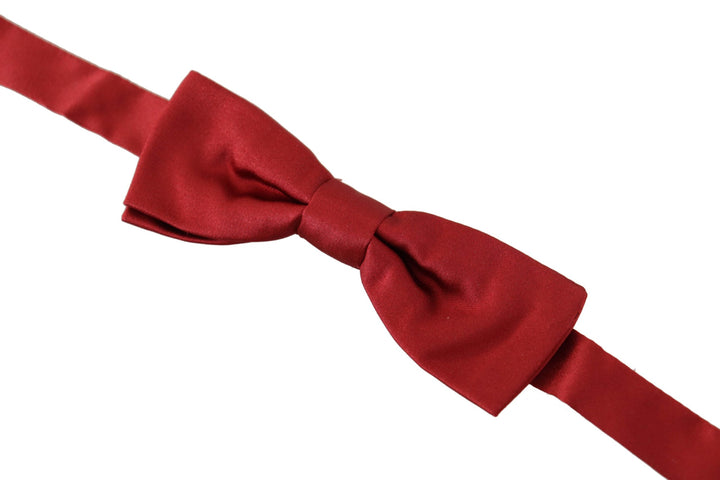 Dolce & Gabbana Red 100% Silk Slim Adjustable Neck Papillon Bow Tie