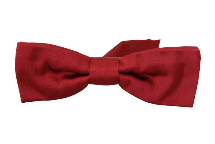 Dolce & Gabbana Red 100% Silk Slim Adjustable Neck Papillon Bow Tie