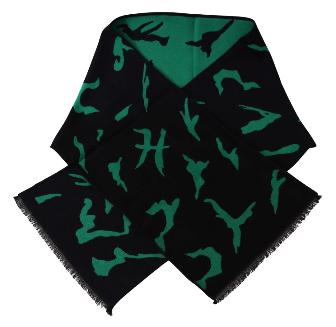 GIVENCHY Black Green Wool  Unisex Winter Warm Scarf Wrap Shawl #women, Accessories - New Arrivals, Black, feed-agegroup-adult, feed-color-black, feed-gender-female, feed-size-58 cm|M, feed-size-OS, Gender_Women, GIVENCHY, Scarves - Men - Accessories, Scarves - Women - Accessories at SEYMAYKA