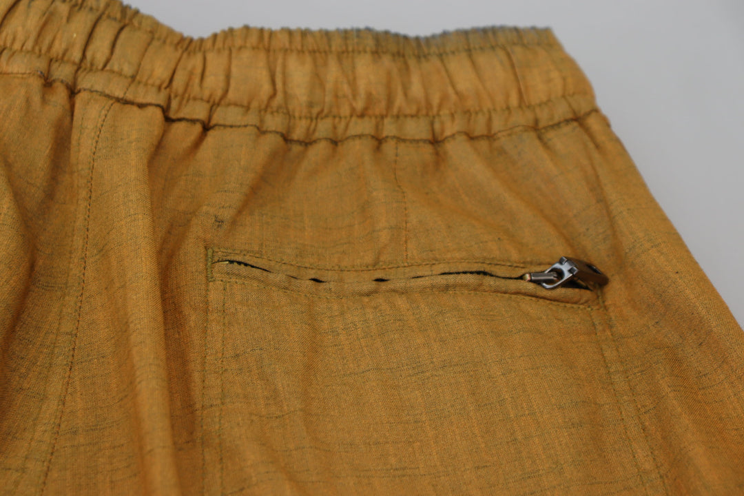 Dolce & Gabbana Brown Linen Drawstring Cargo Pants