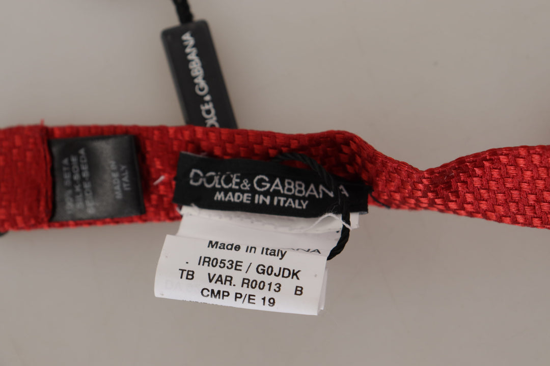 Dolce & Gabbana Red 100% Silk Slim Adjustable Neck Papillon Tie