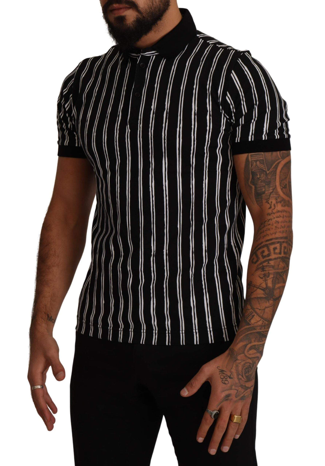 Dolce & Gabbana Black White Striped Polo Short Sleeve  T-shirt #men, Black, Dolce & Gabbana, feed-1, IT44 | XS, IT46 | S, IT48 | M, IT50 | L, IT54 | XL, IT56 | XXL, T-Shirts - Men - Clothing at SEYMAYKA