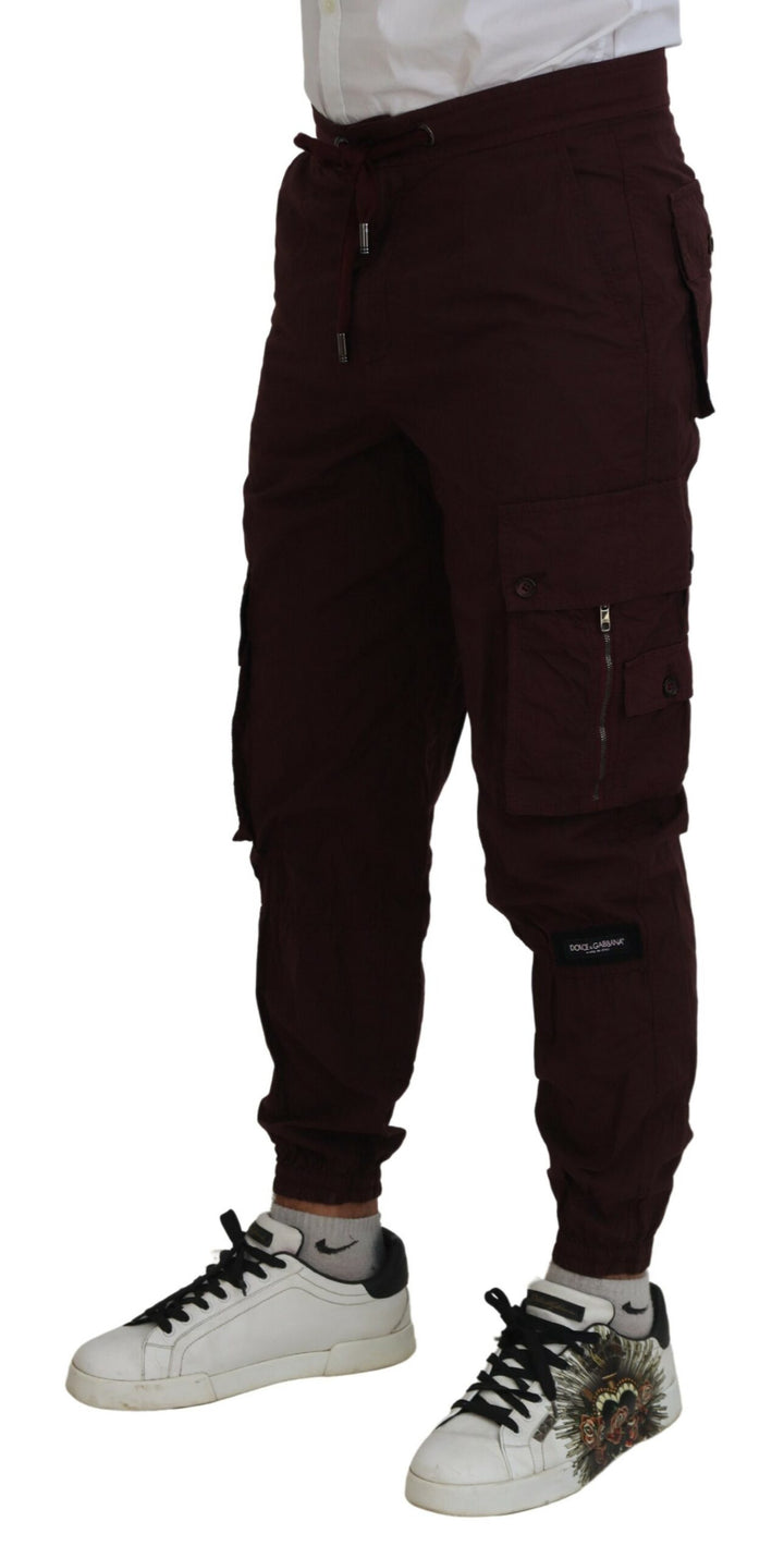 Dolce & Gabbana Bordeaux Cotton Cargo Jogger Sweatpants Pants