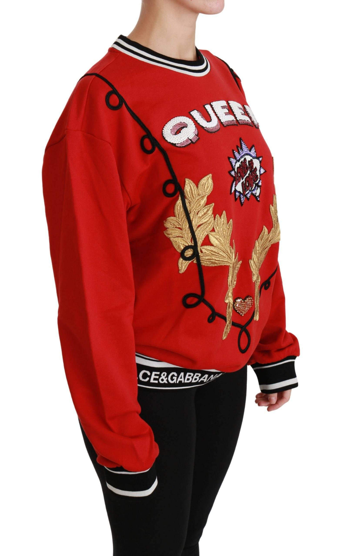 Dolce & Gabbana  Red Queen Sequined Love Pullover Sweater #women, Brand_Dolce & Gabbana, Catch, Dolce & Gabbana, feed-agegroup-adult, feed-color-red, feed-gender-female, feed-size-IT36 | XS, feed-size-IT40|S, feed-size-IT42|M, feed-size-IT44|L, Gender_Women, IT36 | XS, IT40|S, IT42|M, IT44|L, Kogan, Red, Sweaters - Women - Clothing, Women - New Arrivals at SEYMAYKA