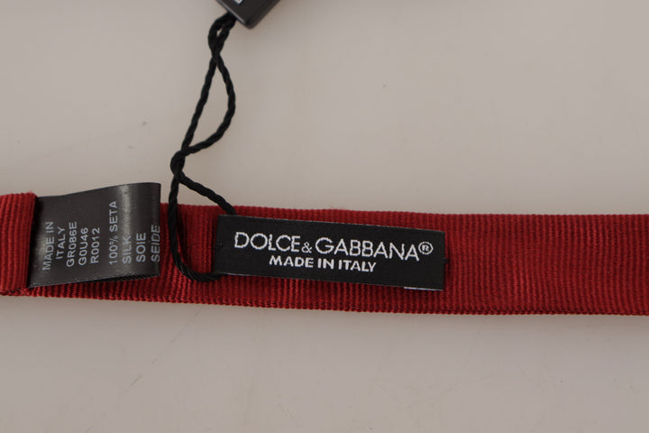 Dolce & Gabbana Red 100% Silk Slim Adjustable Neck Papillon Bow Tie