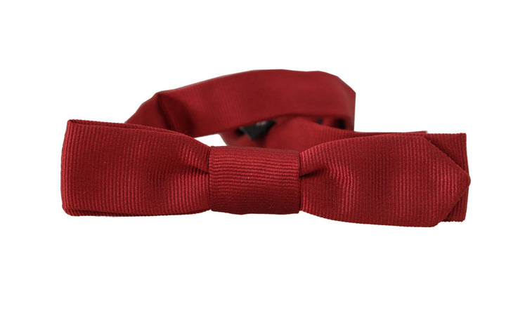 Dolce & Gabbana Red 100% Silk Slim Adjustable Neck Papillon Bow Tie