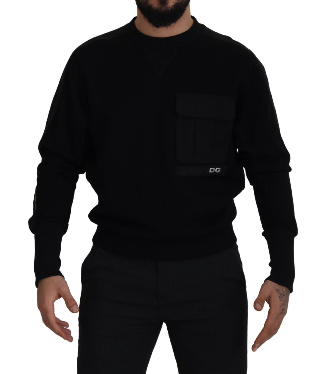 Dolce & Gabbana Black Cotton Crewneck Sweatshirt Sweater