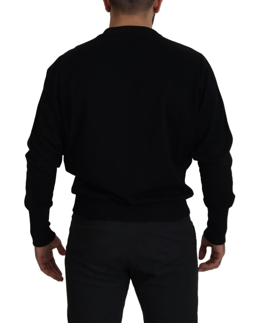 Dolce & Gabbana Black Cotton Crewneck Sweatshirt Sweater