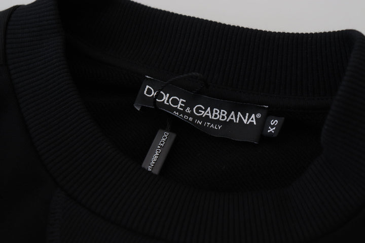 Dolce & Gabbana Black Cotton Crewneck Sweatshirt Sweater