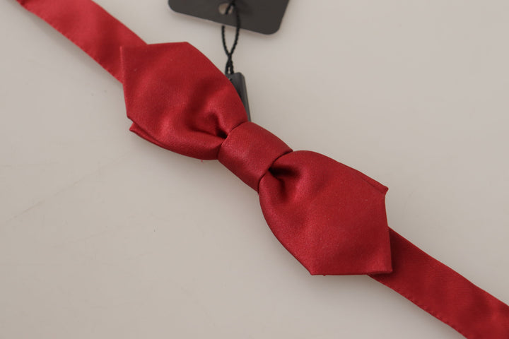 Dolce & Gabbana Red 100% Silk Slim Adjustable Neck Papillon Bow Tie