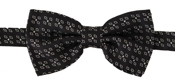 Dolce & Gabbana Black White Polka Dot 100% Silk Neck Papillon Tie