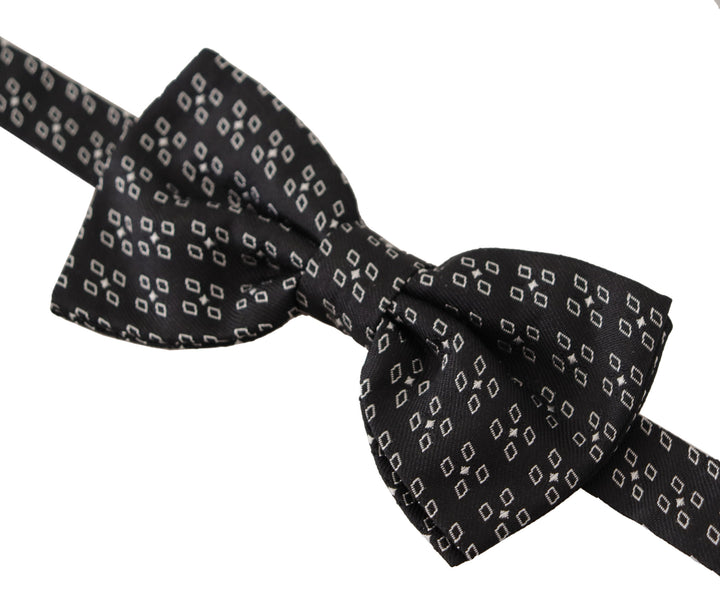 Dolce & Gabbana Black White Polka Dot 100% Silk Neck Papillon Tie