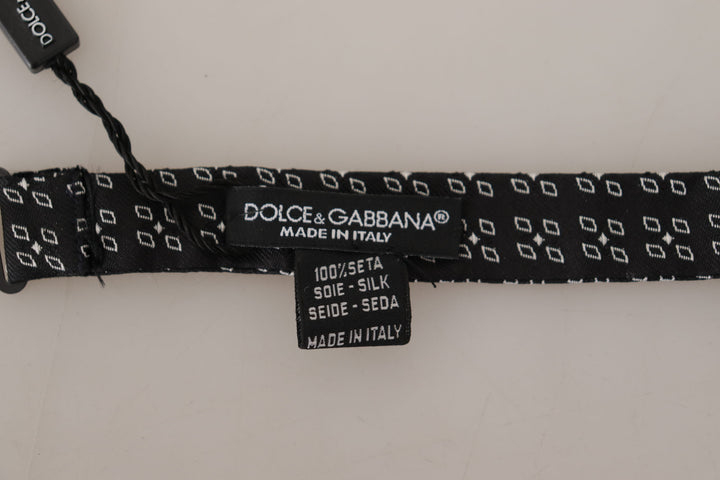 Dolce & Gabbana Black White Polka Dot 100% Silk Neck Papillon Tie