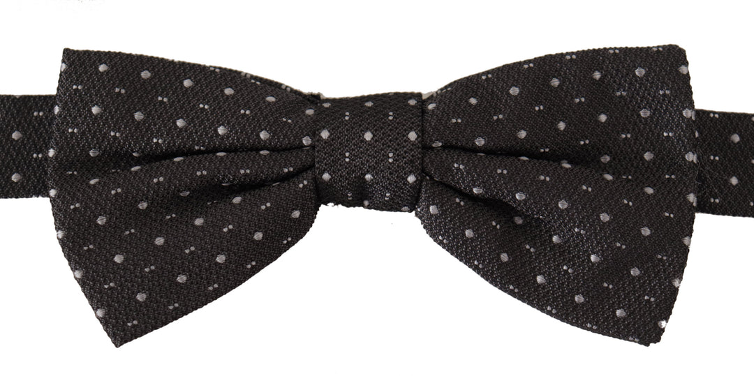 Dolce & Gabbana Gray Polka Dot 100% Silk Neck Papillon Tie