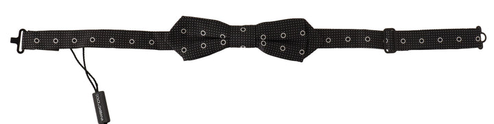 Dolce & Gabbana Black White Polka Dot 100% Silk Neck Papillon Tie