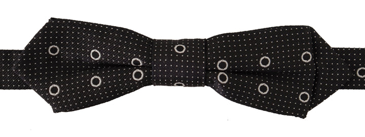 Dolce & Gabbana Black White Polka Dot 100% Silk Neck Papillon Tie