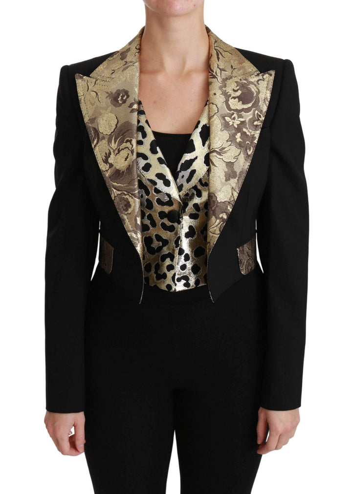 Dolce & Gabbana  Black Jacquard Vest Blazer Coat Wool Jacket #women, Black, Brand_Dolce & Gabbana, Catch, Dolce & Gabbana, feed-agegroup-adult, feed-color-black, feed-gender-female, feed-size-IT40|S, Gender_Women, IT40|S, Jackets & Coats - Women - Clothing, Kogan, Women - New Arrivals at SEYMAYKA