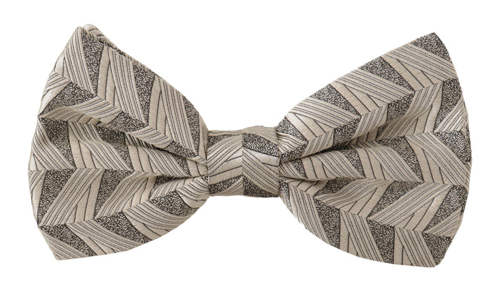 Dolce & Gabbana Gray 100% Silk Adjustable Neck Papillon Bow Tie