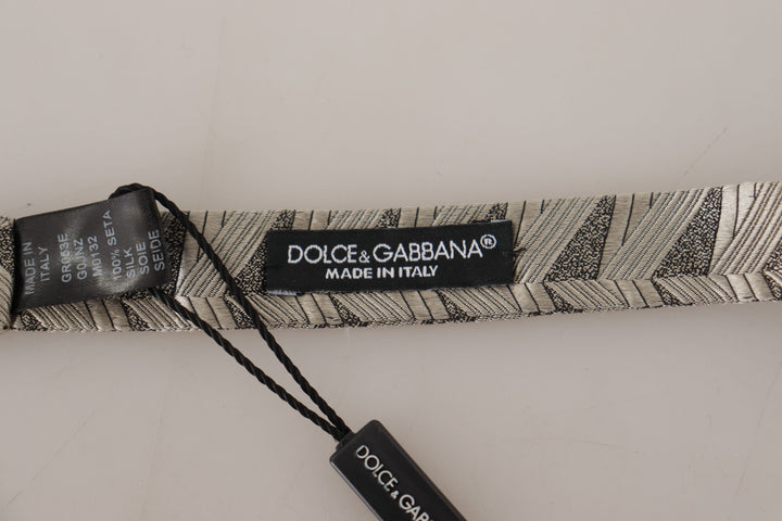 Dolce & Gabbana Gray 100% Silk Adjustable Neck Papillon Bow Tie