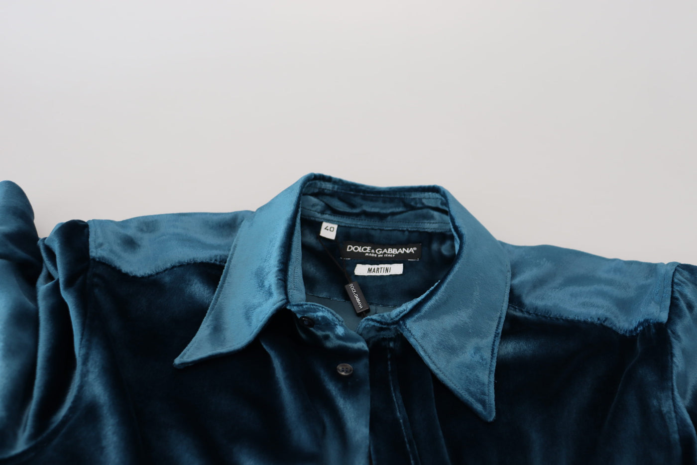 Dolce & Gabbana Blue Viscose Slim Fit Casual MARTINI Shirt