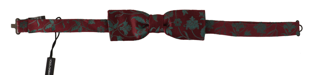 Dolce & Gabbana Maroon Pattern Adjustable Neck Papillon Bow Tie