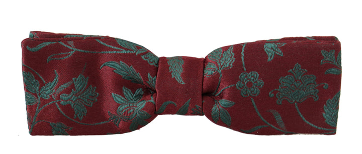 Dolce & Gabbana Maroon Pattern Adjustable Neck Papillon Bow Tie