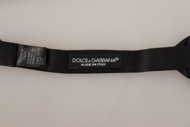 Dolce & Gabbana Black Solid 100% Silk Adjustable Neck Papillon Tie