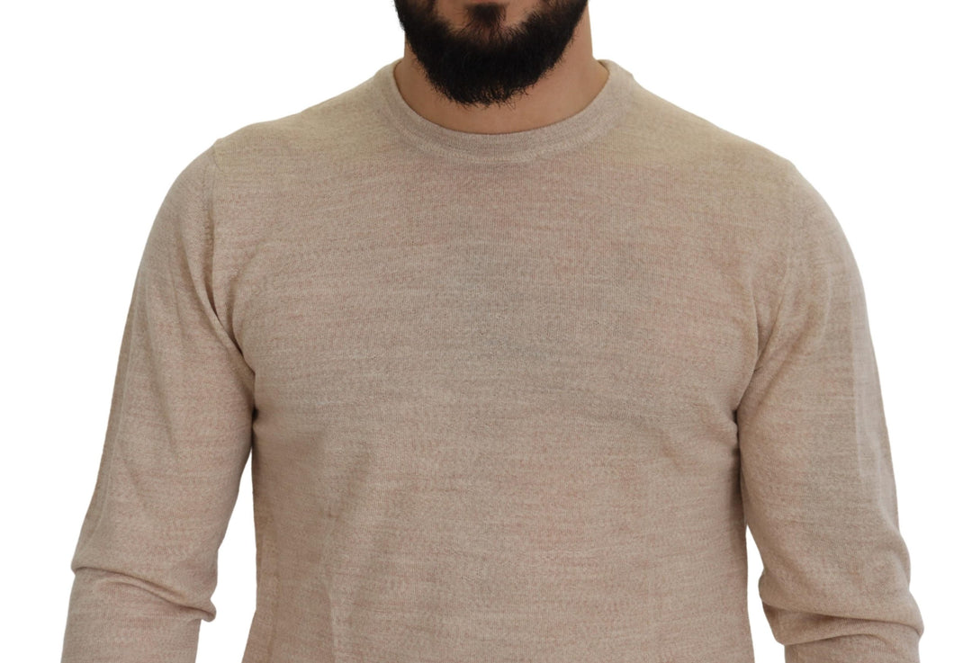 Dolce & Gabbana Beige Virgin Wool Crew Neck Pullover Sweater