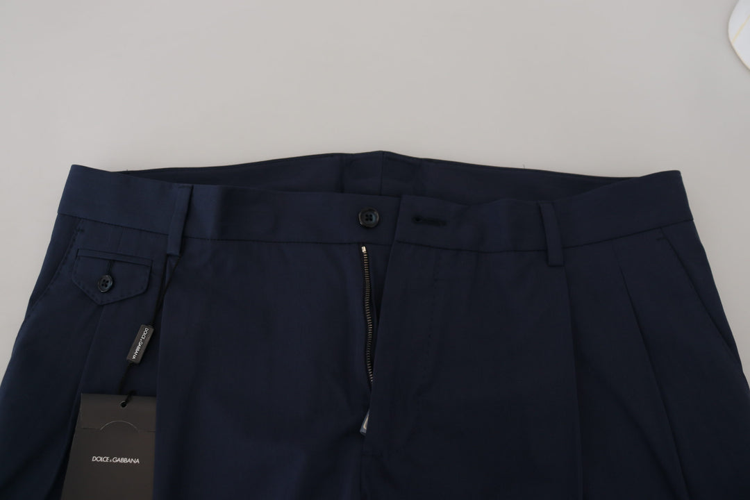 Dolce & Gabbana Blue Cotton Slim Trousers Chinos Pants