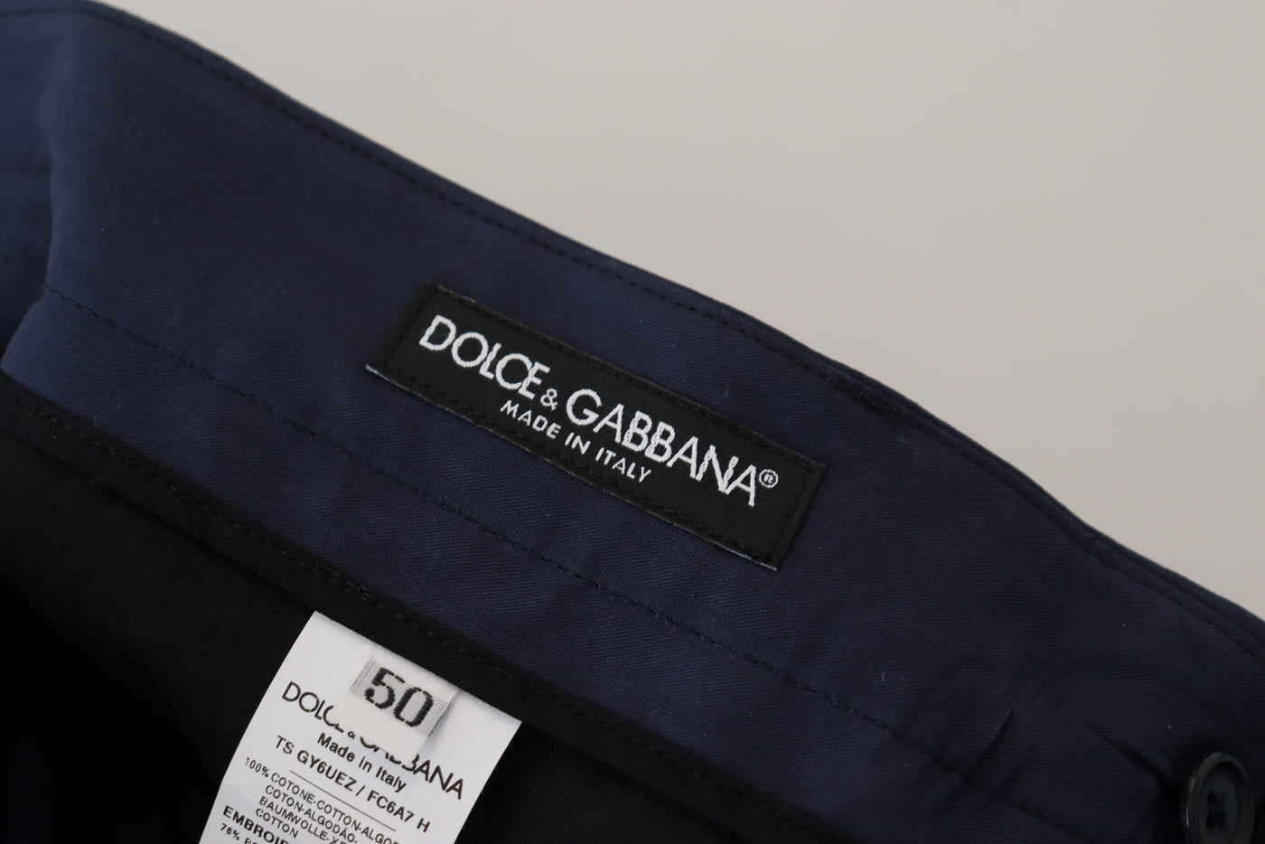 Dolce & Gabbana Blue Cotton Slim Trousers Chinos Pants