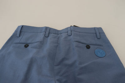 Dolce & Gabbana Blue Linen Cotton Slim Trousers Chinos Pants