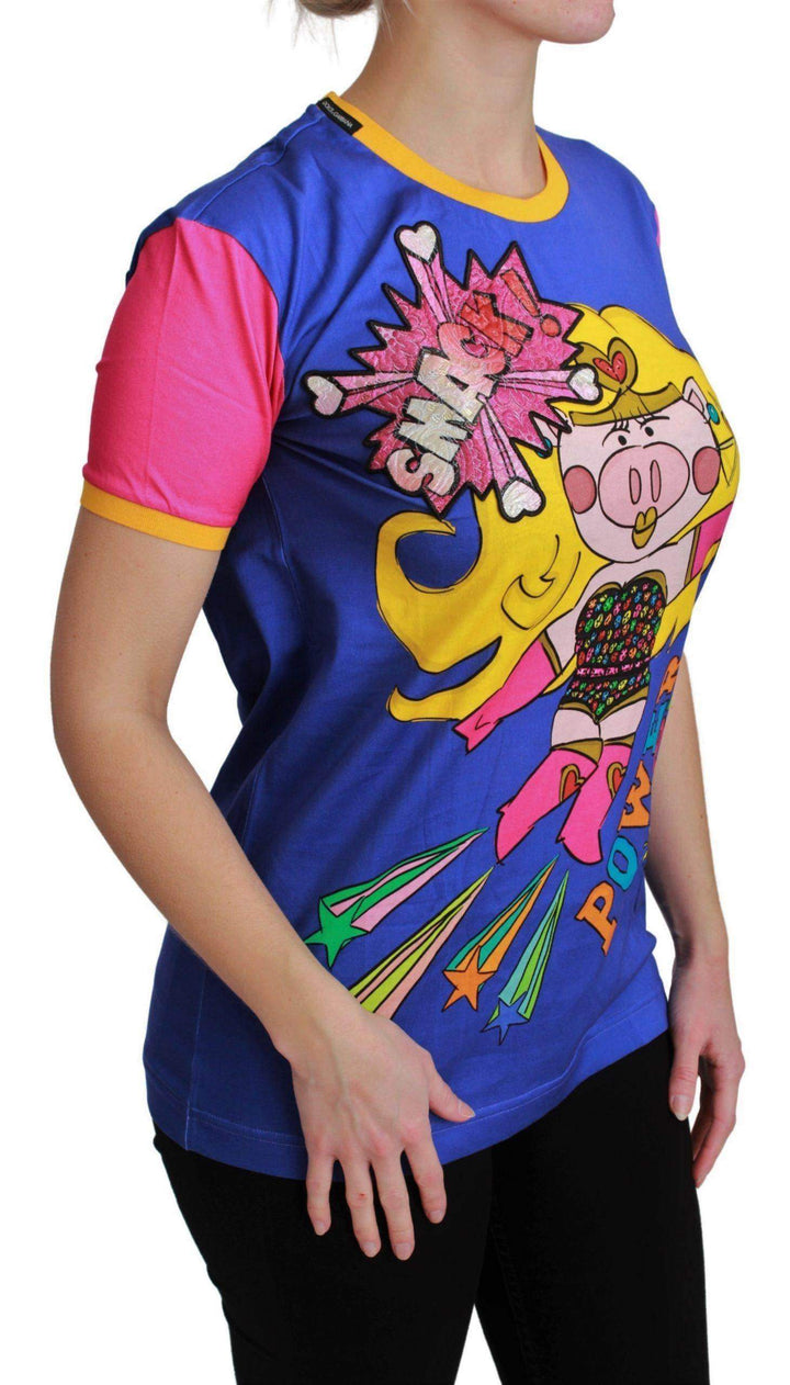 Dolce & Gabbana  Purple PIG SUPERGIRL Top Cotton T-shirt #women, Blue, Brand_Dolce & Gabbana, Catch, Dolce & Gabbana, feed-agegroup-adult, feed-color-blue, feed-gender-female, feed-size-IT36 | XS, feed-size-IT38|XS, feed-size-IT40|S, feed-size-IT42|M, feed-size-IT44|L, feed-size-IT46|XL, Gender_Women, IT36 | XS, IT38|XS, IT40|S, IT42|M, IT44|L, IT46|XL, Kogan, Tops & T-Shirts - Women - Clothing, Women - New Arrivals at SEYMAYKA