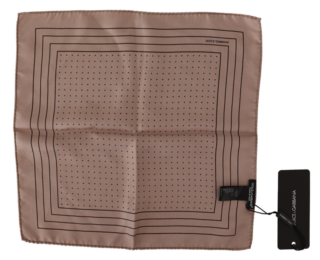 Dolce & Gabbana Brown Dotted Silk Square Handkerchief