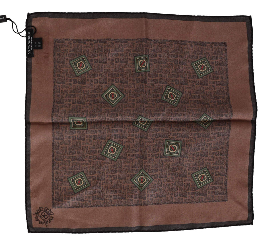 Dolce & Gabbana Brown Patterned Silk Square Handkerchief Scarf #men, Brown, Dolce & Gabbana, feed-agegroup-adult, feed-color-Brown, feed-gender-male, Handkerchief - Men - Accessories at SEYMAYKA