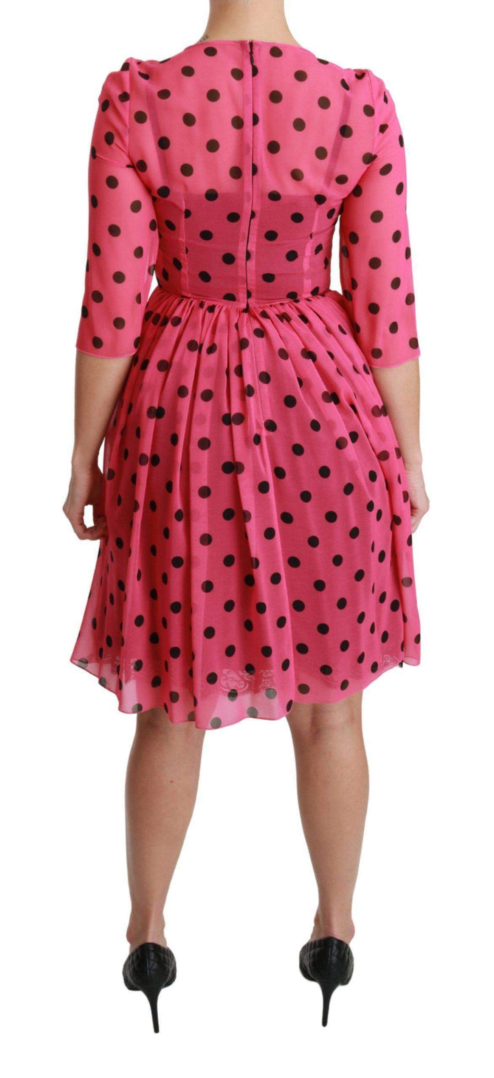 Dolce & Gabbana  Pink Polka Dots A-line Knee Length Dress #women, Brand_Dolce & Gabbana, Catch, Clothing_Dress, Dolce & Gabbana, Dresses - Women - Clothing, feed-agegroup-adult, feed-color-pink, feed-gender-female, feed-size-IT38|XS, Gender_Women, IT38|XS, Kogan, Pink, Women - New Arrivals at SEYMAYKA