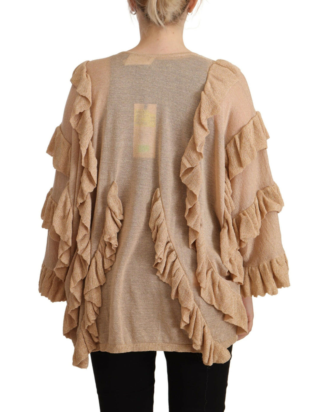 Aniye By Beige Ruffle Long Sleeves Open Front Cardigan Sweater