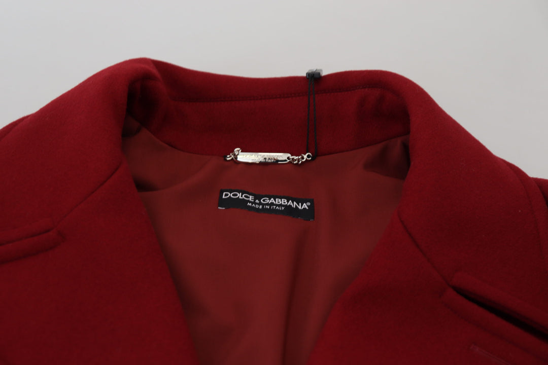 Dolce & Gabbana Red Wool Double Breasted Coat Jacket