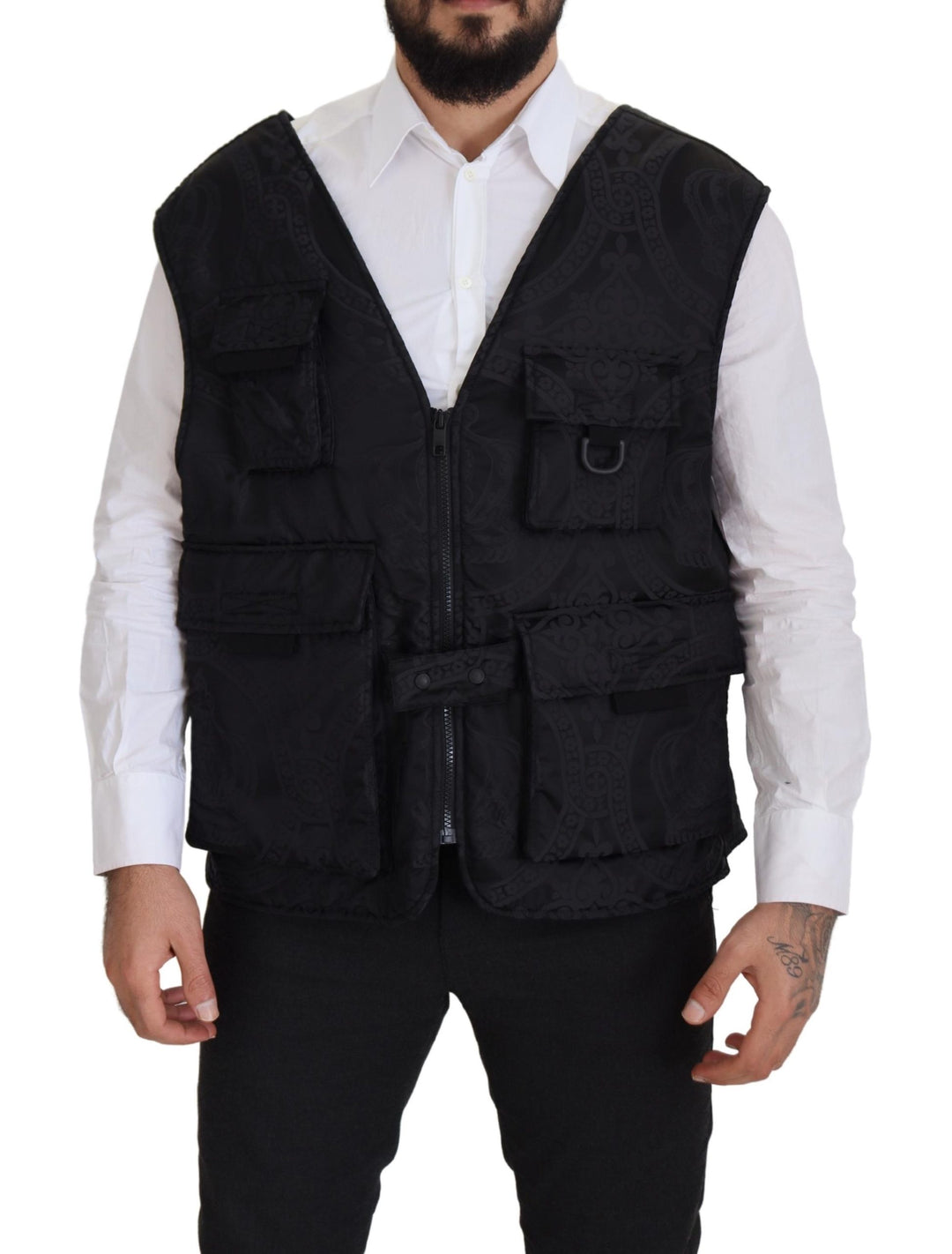 Dolce & Gabbana Black Nylon Full Zip Sleeveless Jacket