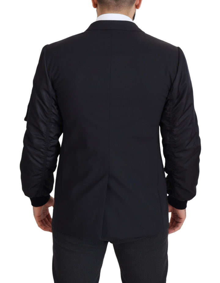 Dolce & Gabbana Black Wool Full Zip Long Sleeves Jacket