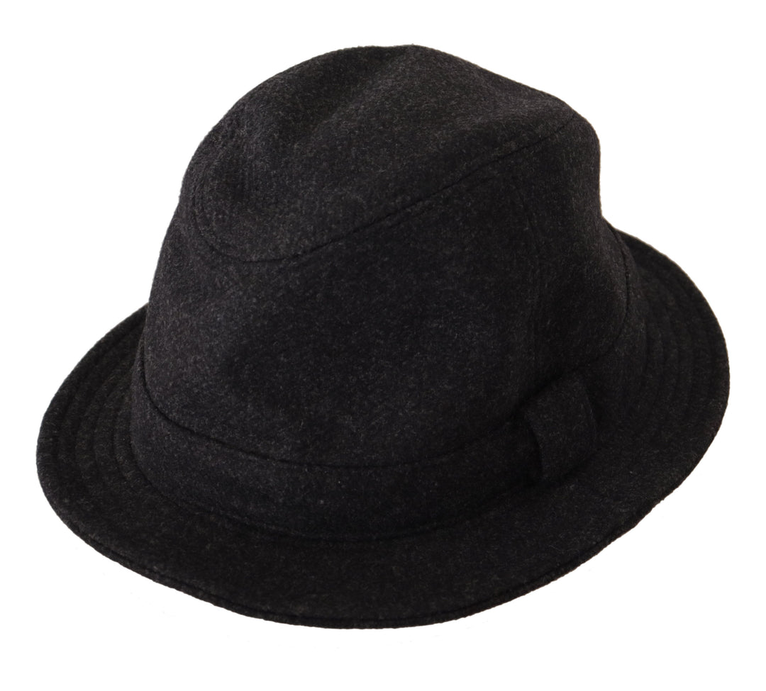 Dolce & Gabbana Gray Virgin Wool Logo Fedora Trilby Cappello Hat