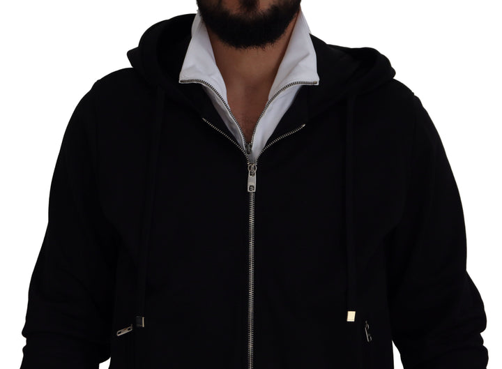 Dolce & Gabbana Black Polyester Hooded Full Zip Jacket