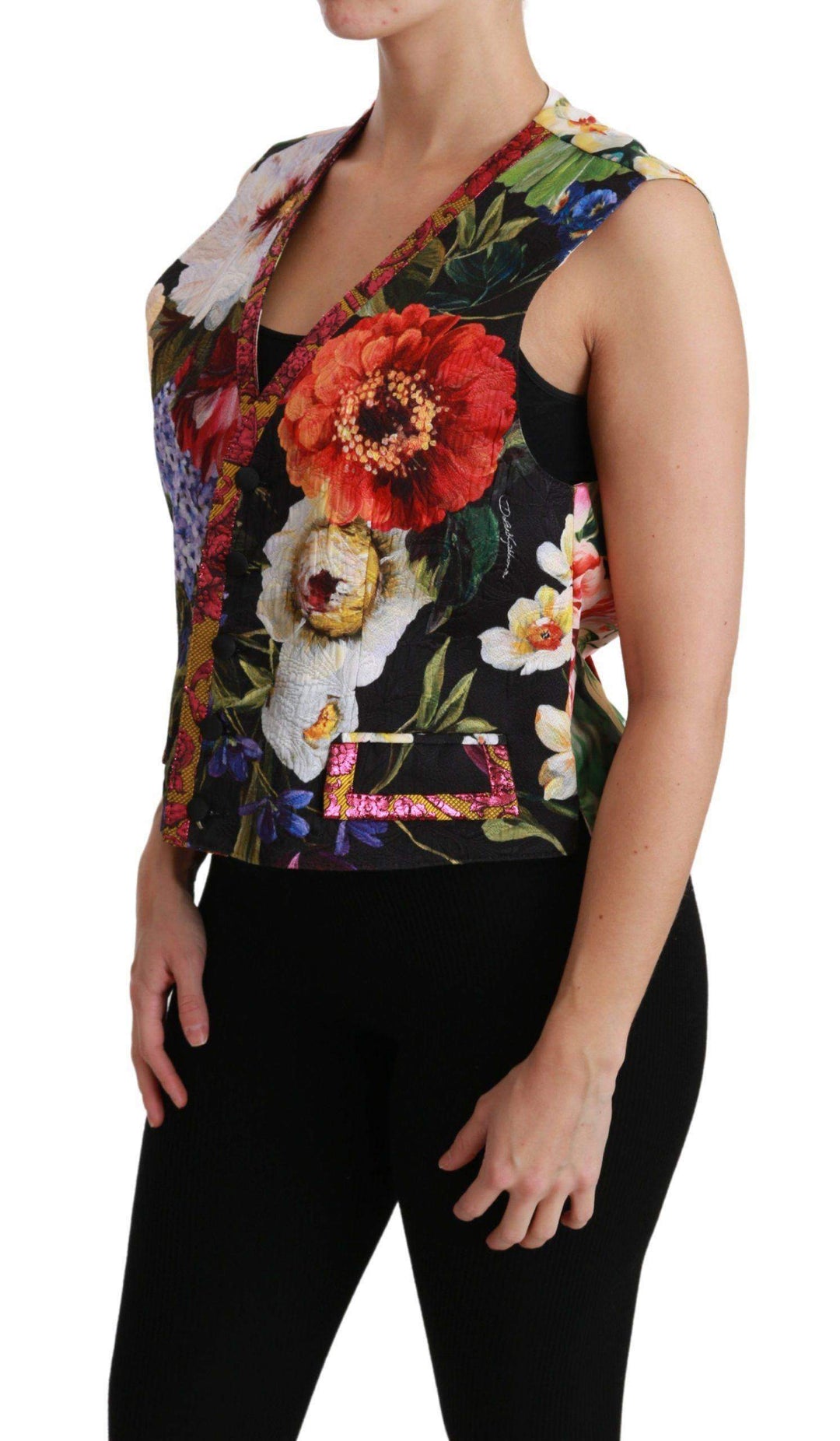 Dolce & Gabbana  Multicolor Floral Sleeveless Waistcoat Top Vest #women, Brand_Dolce & Gabbana, Catch, Dolce & Gabbana, feed-agegroup-adult, feed-color-multicolor, feed-gender-female, feed-size-IT40|S, Gender_Women, IT40|S, Kogan, Multicolor, Vest - Women - Clothing, Women - New Arrivals at SEYMAYKA